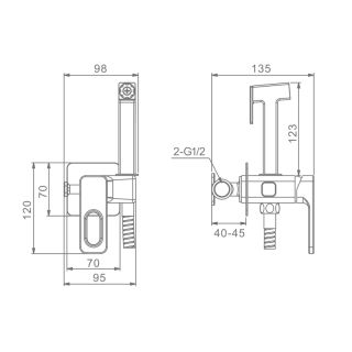 Гигиенический душ со смесителем Raglo R51.52.09 графит